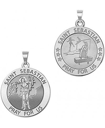 Gymnastics - Saint Sebastian Doubledside Sports Religious Medal 3/4 Inch in Sterling Silver $48.74 Pendant Necklaces