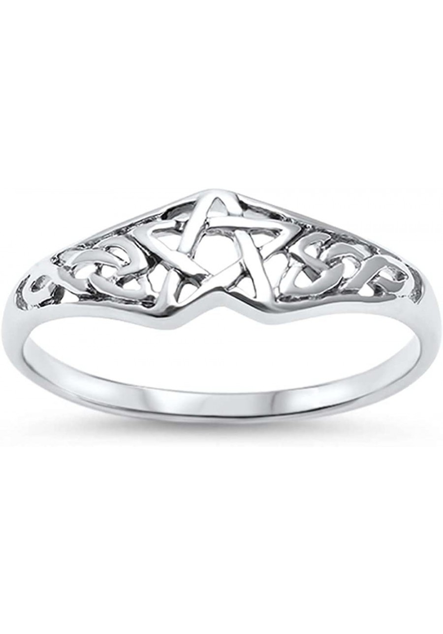 Pentagram Celtic Star .925 Sterling Silver Ring Sizes 4-11 (10) $15.11 Statement