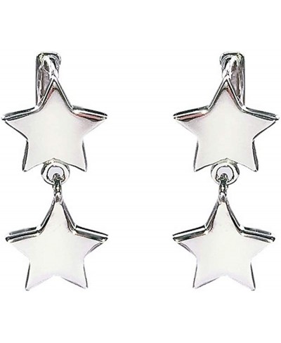 Double Star Small Dangle Hoop Earrings for Women Girls S925 Sterling Silver Cute Huggie Sleeper Hoops Tiny Cartilage Fashion ...