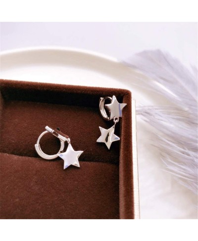 Double Star Small Dangle Hoop Earrings for Women Girls S925 Sterling Silver Cute Huggie Sleeper Hoops Tiny Cartilage Fashion ...