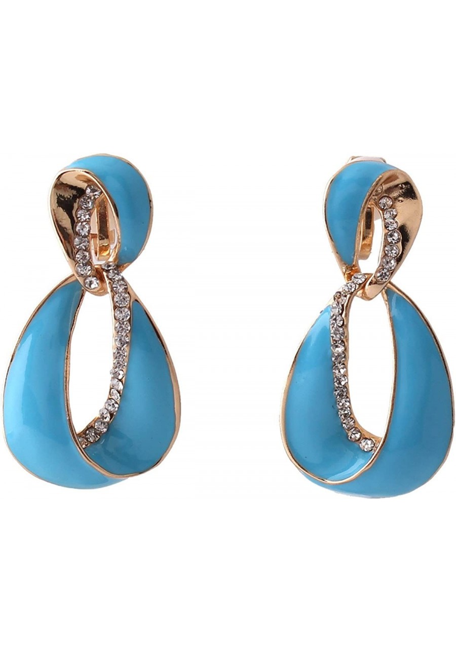 Large Gold Plated Rhinestone Enamel Clip on Earrings Non Piercing for Women Statement Earrings $12.19 Clip-Ons