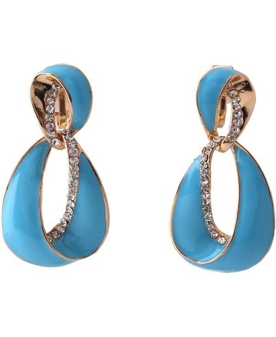 Large Gold Plated Rhinestone Enamel Clip on Earrings Non Piercing for Women Statement Earrings $12.19 Clip-Ons