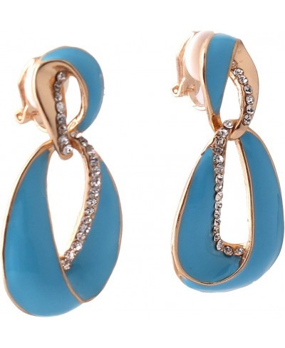 Large Gold Plated Rhinestone Enamel Clip on Earrings Non Piercing for Women Statement Earrings $12.19 Clip-Ons