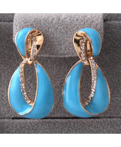 Large Gold Plated Rhinestone Enamel Clip on Earrings Non Piercing for Women Statement Earrings $12.19 Clip-Ons