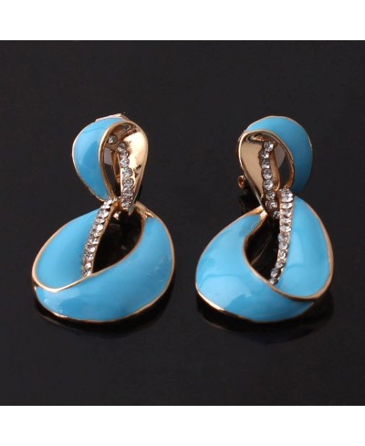 Large Gold Plated Rhinestone Enamel Clip on Earrings Non Piercing for Women Statement Earrings $12.19 Clip-Ons