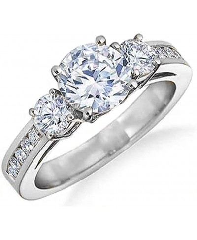 Womens Tri-Stone Engagement Ring- Womens Cubic Zirconia Round Cut Engagement Ring $15.06 Engagement Rings