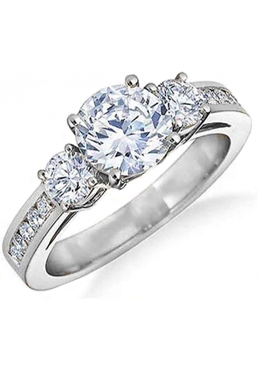 Womens Tri-Stone Engagement Ring- Womens Cubic Zirconia Round Cut Engagement Ring $15.06 Engagement Rings