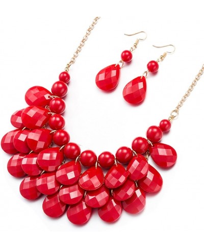 Classical Floating Bubble Necklace Teardrop Bib Collar Statement Jewelry Set Necklace and Earring $13.58 Jewelry Sets