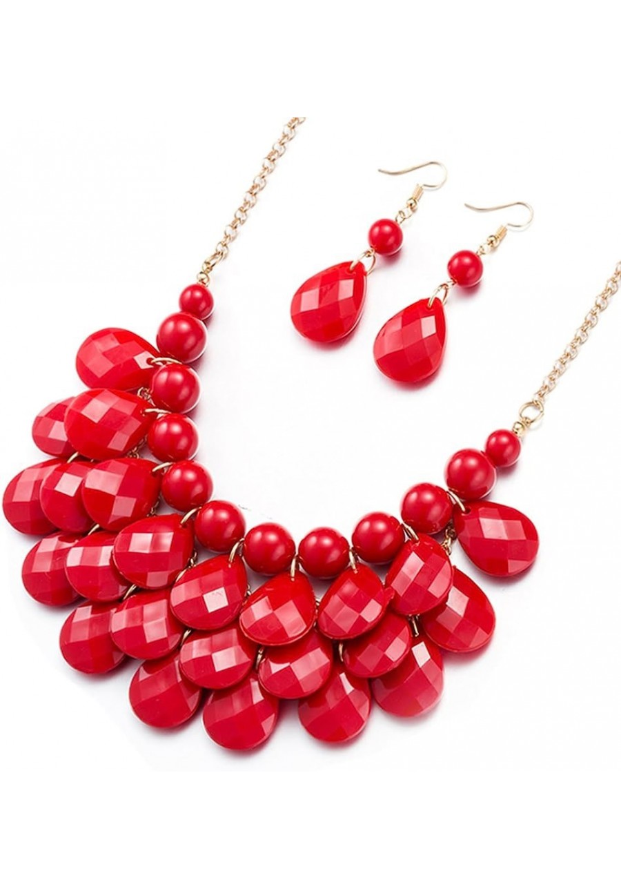 Classical Floating Bubble Necklace Teardrop Bib Collar Statement Jewelry Set Necklace and Earring $13.58 Jewelry Sets