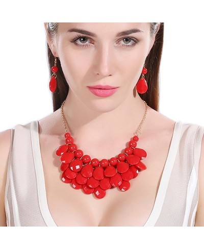 Classical Floating Bubble Necklace Teardrop Bib Collar Statement Jewelry Set Necklace and Earring $13.58 Jewelry Sets