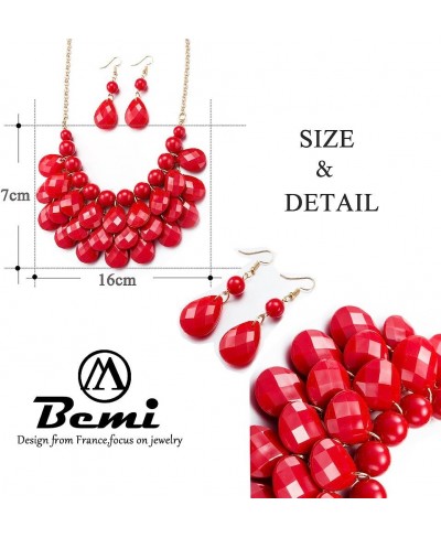 Classical Floating Bubble Necklace Teardrop Bib Collar Statement Jewelry Set Necklace and Earring $13.58 Jewelry Sets