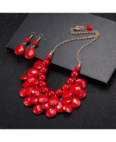 Classical Floating Bubble Necklace Teardrop Bib Collar Statement Jewelry Set Necklace and Earring $13.58 Jewelry Sets