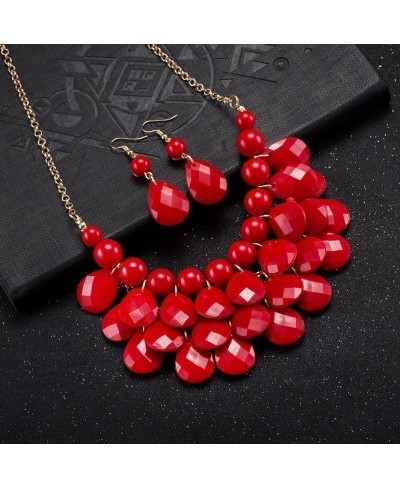 Classical Floating Bubble Necklace Teardrop Bib Collar Statement Jewelry Set Necklace and Earring $13.58 Jewelry Sets