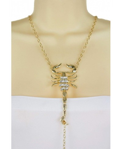 Women Fashion Long Necklace Gold Metal Chains Scorpion Pendant Charm Body Jewelry Harness $21.68 Pendant Necklaces