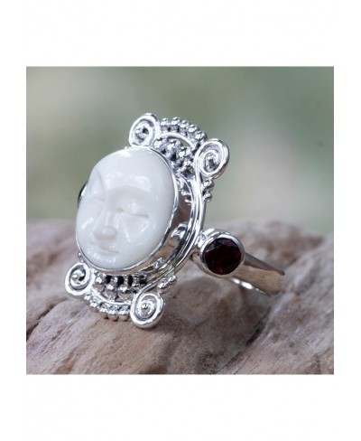 Garnet .925 Sterling Silver Carved Bone Ring Moon Dream' $65.07 Statement