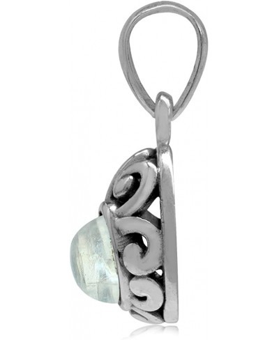 Petite Natural Moonstone 925 Sterling Silver Filigree Pendant with 18 Inch Chain Necklace $21.19 Pendants & Coins