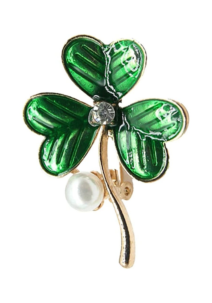 Pearl Brooch Enamel Clover Breastpin Jewelry Accessories Valentine's Day St. Patrick's Day Gift for Women Girls $7.50 Brooche...