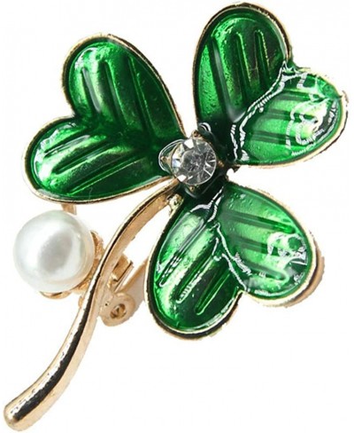 Pearl Brooch Enamel Clover Breastpin Jewelry Accessories Valentine's Day St. Patrick's Day Gift for Women Girls $7.50 Brooche...