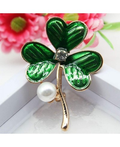 Pearl Brooch Enamel Clover Breastpin Jewelry Accessories Valentine's Day St. Patrick's Day Gift for Women Girls $7.50 Brooche...