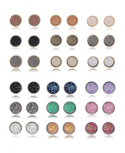 20G Round Stud Earrings Stainless Steel Cute Druzy Crystal Studs Earrings Pierced for Women Men 10mm/12mm $9.97 Stud