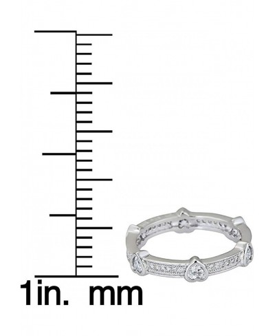 Sterling Silver 3x3mm Heart Cut Station Cubic Zirconia Pave Eternity Band Ring $17.00 Eternity Rings