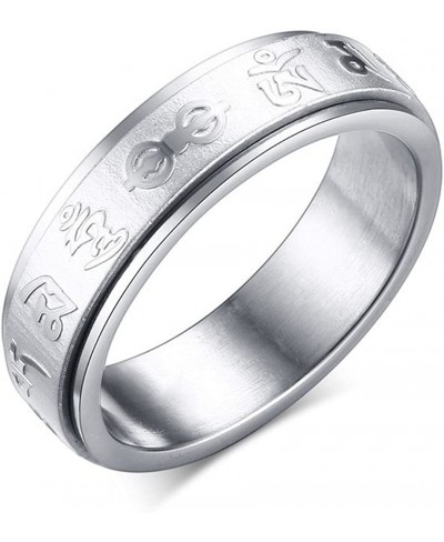 Mens Womens 6mm Stainless Steel Religious Band Spinner Om Mani Padme Hum Ring Comfort Fit $12.58 Bands