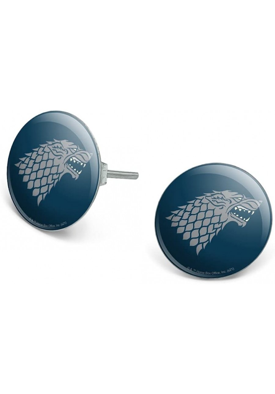 Game of Thrones Stark Sigil Novelty Silver Plated Stud Earrings $10.21 Stud