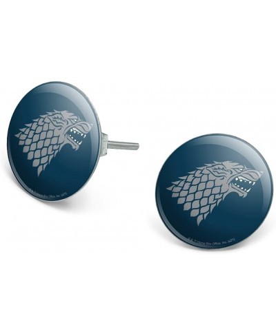 Game of Thrones Stark Sigil Novelty Silver Plated Stud Earrings $10.21 Stud