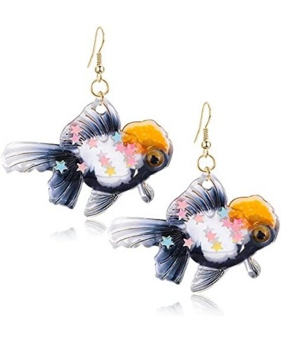 Unique Handmade Funny Cute Acrylic Goldfish Dangle Drop Earrings Lightweight Hypoallergenic Fish Animals Hook Earrings for Wo...