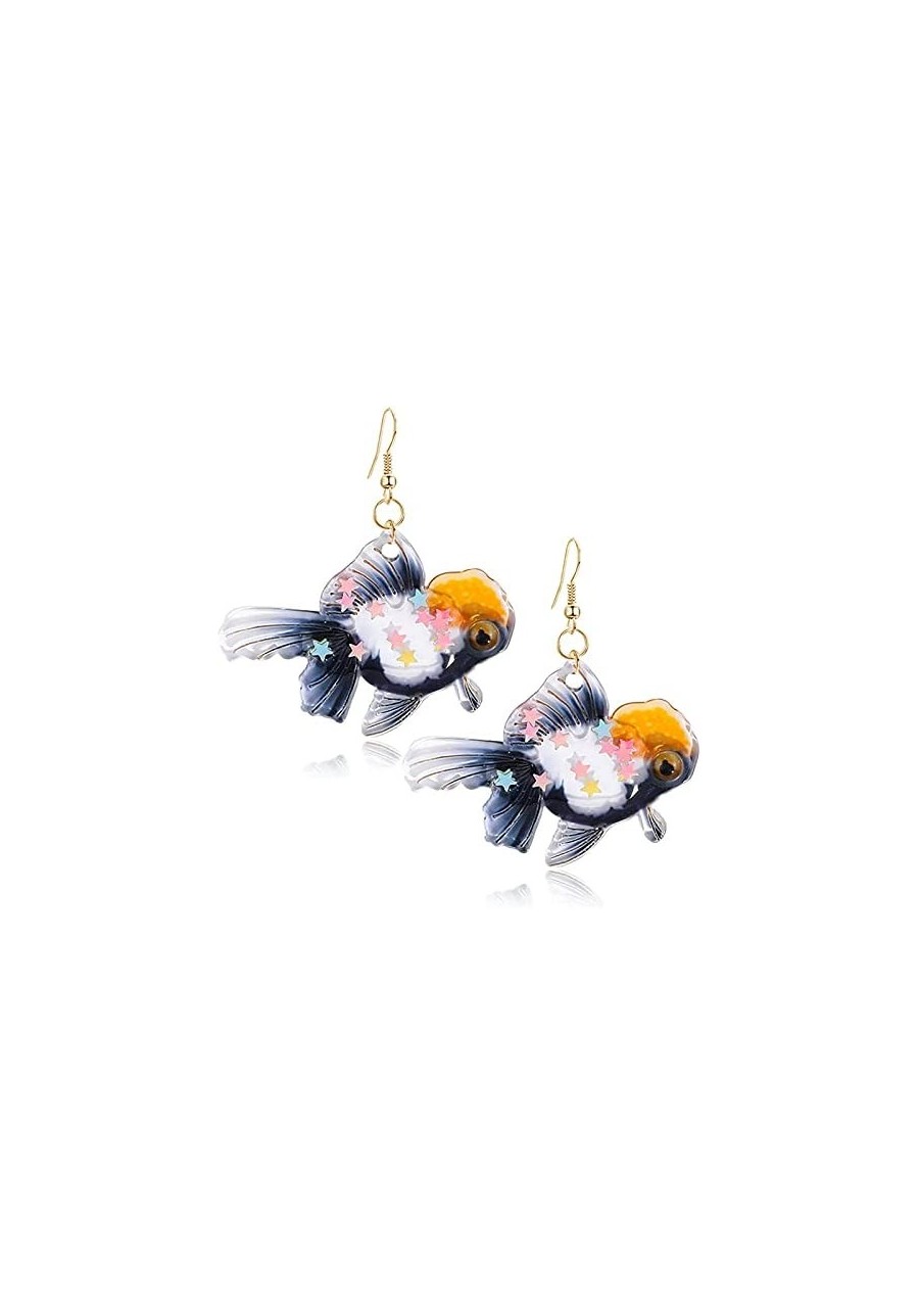 Unique Handmade Funny Cute Acrylic Goldfish Dangle Drop Earrings Lightweight Hypoallergenic Fish Animals Hook Earrings for Wo...