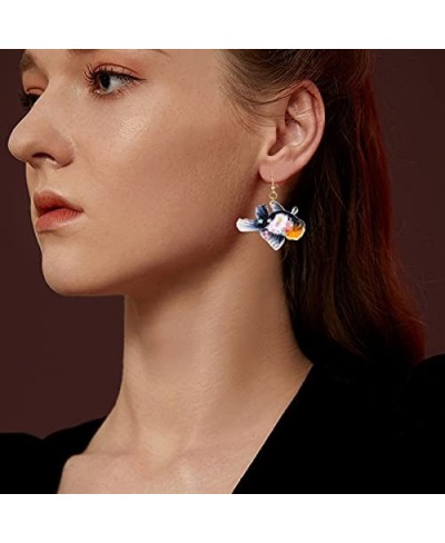 Unique Handmade Funny Cute Acrylic Goldfish Dangle Drop Earrings Lightweight Hypoallergenic Fish Animals Hook Earrings for Wo...