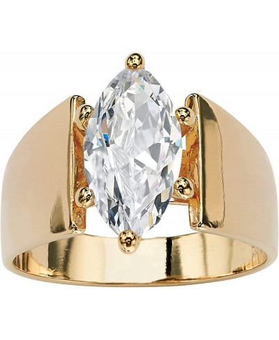 Sterling Silver or Yellow Gold-Plated Marquise Shaped Cubic Zirconia Solitaire Engagement Ring $33.60 Engagement Rings