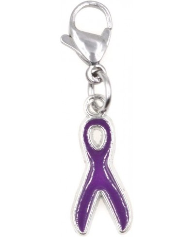 Purple Awareness Ribbon Clip on Charm Perfect for Necklaces Bracelets 97Z $7.35 Charms & Charm Bracelets