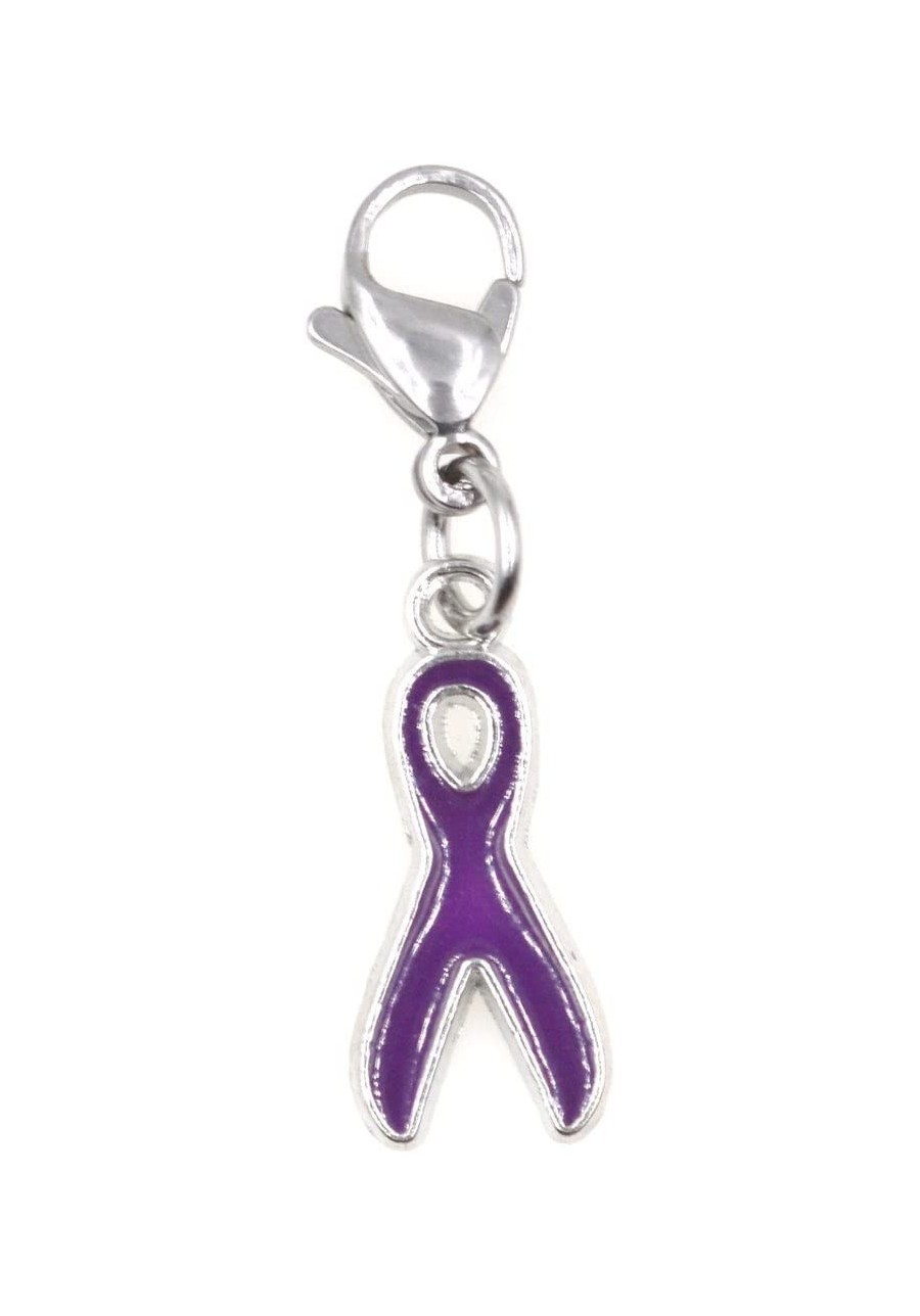 Purple Awareness Ribbon Clip on Charm Perfect for Necklaces Bracelets 97Z $7.35 Charms & Charm Bracelets