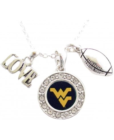 West Virginia Multi Charm Love Football Blue Silver Necklace Jewelry WVU $18.64 Chains