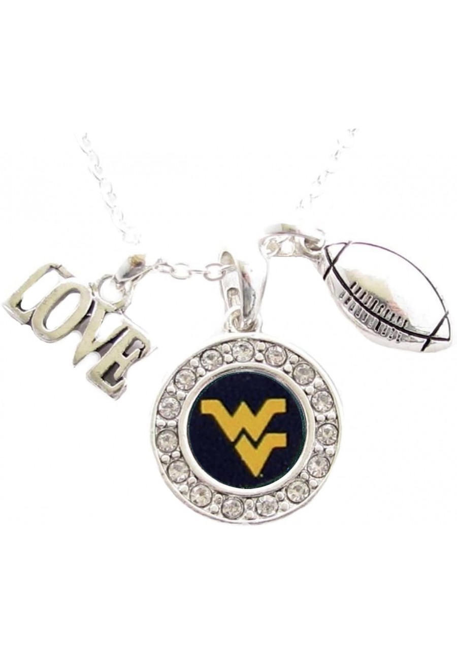 West Virginia Multi Charm Love Football Blue Silver Necklace Jewelry WVU $18.64 Chains