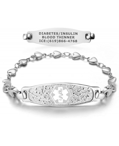 Custom Engraved Medical Alert Bracelets for Women Stainless Steel Medical Bracelet Medical ID Bracelet w/Free Engraving – Bea...