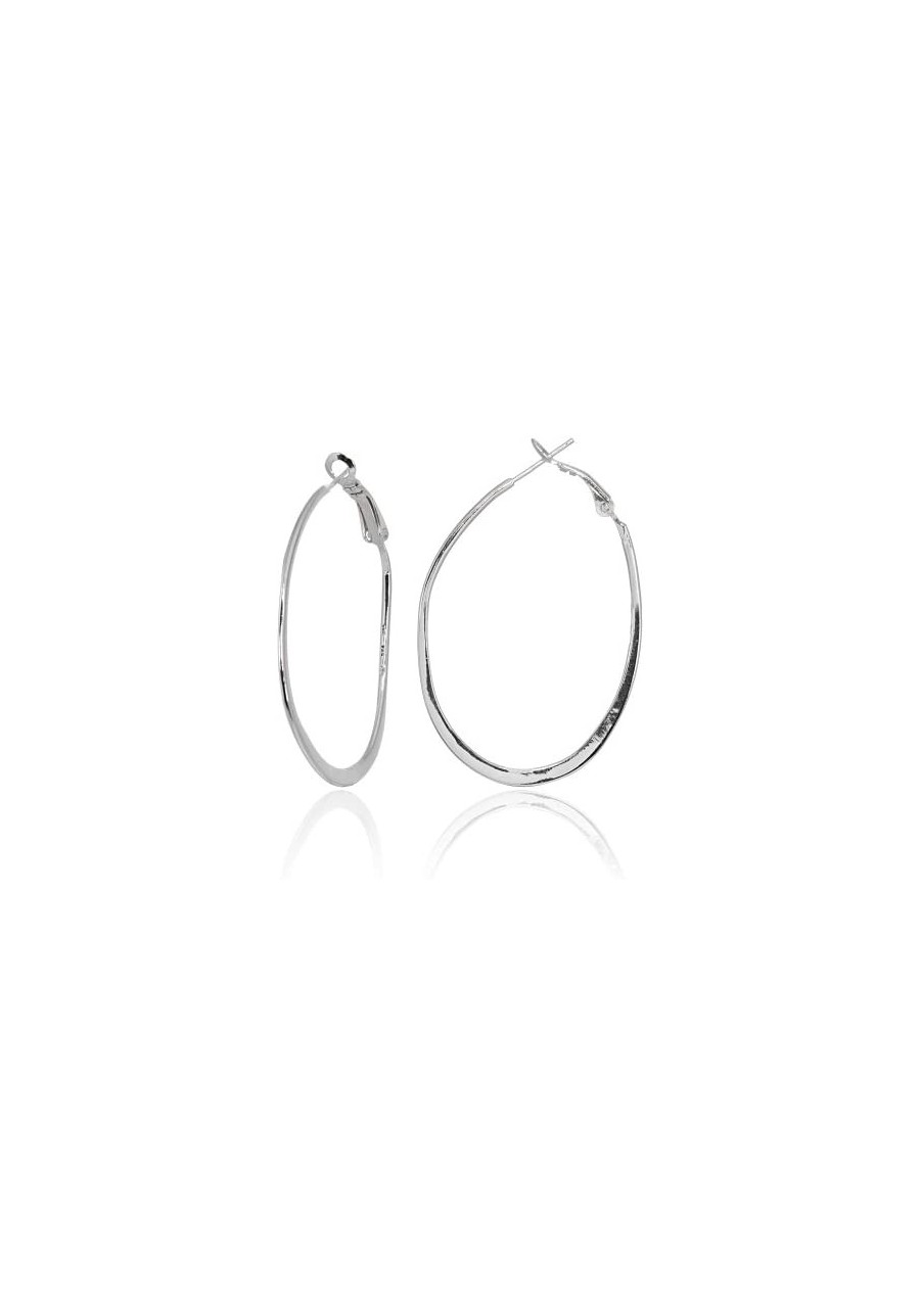 Sterling Silver Polished Thin Oval Large 50mm Hoop Earrings $18.71 Hoop