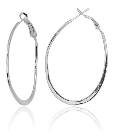 Sterling Silver Polished Thin Oval Large 50mm Hoop Earrings $18.71 Hoop