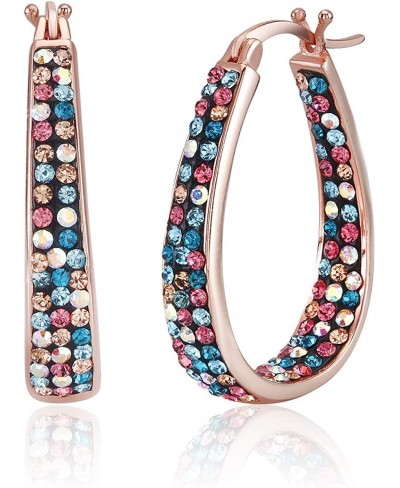 Rose Gold Silver Plated Hoop Earrings Oval Shape Drop Earrings for Women with Multi-Color Crystal Beaded Inside Out. $15.72 Hoop