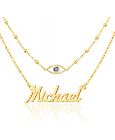 Evil Eye Necklaces for Women 18K Gold Plated Custom Layered Name Necklace Turkish Protection Jewelry Gifts for Her $24.35 Pen...