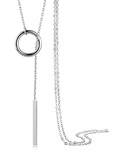 925 Sterling Silver Round Stick Cross Bar Lariat Y Pendant Necklace Long Tassel Sweater Chain for Women Gift $9.59 Y-Necklaces