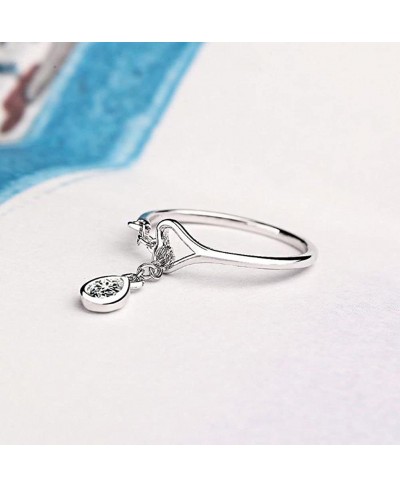 Women Ring Size Adjustable Fashion Silver Waterdrops Heart Diamond Ring Lady Jewelry Accessories Love Gift Durable and Useful...