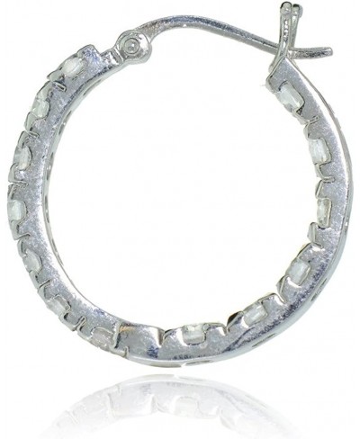 Sterling Silver Cubic Zirconia Inside Out 3x25 mm Round Hoop Earrings $34.47 Hoop