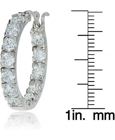 Sterling Silver Cubic Zirconia Inside Out 3x25 mm Round Hoop Earrings $34.47 Hoop