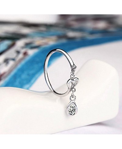 Women Ring Size Adjustable Fashion Silver Waterdrops Heart Diamond Ring Lady Jewelry Accessories Love Gift Durable and Useful...