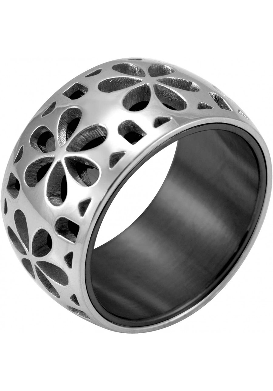 Stainless Steel Daisy Flowers Full Bloom Memorable Band Ring $13.61 Bands