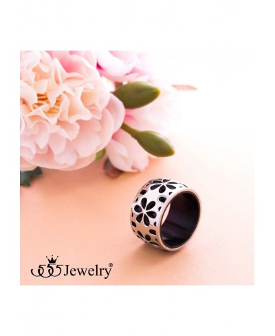 Stainless Steel Daisy Flowers Full Bloom Memorable Band Ring $13.61 Bands