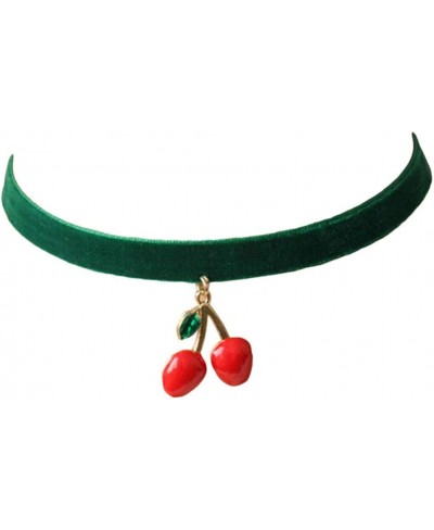 Velvet Cherry Choker Necklace Cute Choker Gothic Choker Necklace with Cherry Pendant for Women Girls $13.30 Chokers