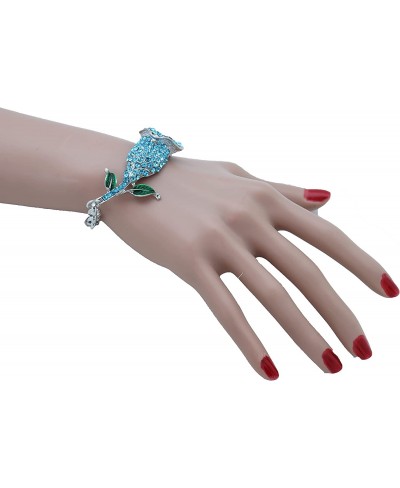 Women Fashion Jewelry Silver Metal Chain Wrist Bracelet Turquoise Baby Blue Flower Pendant $11.81 Link